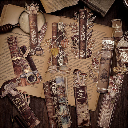[2602-025] Vintage Gold Foil Bookmark Stickers 3 Styles