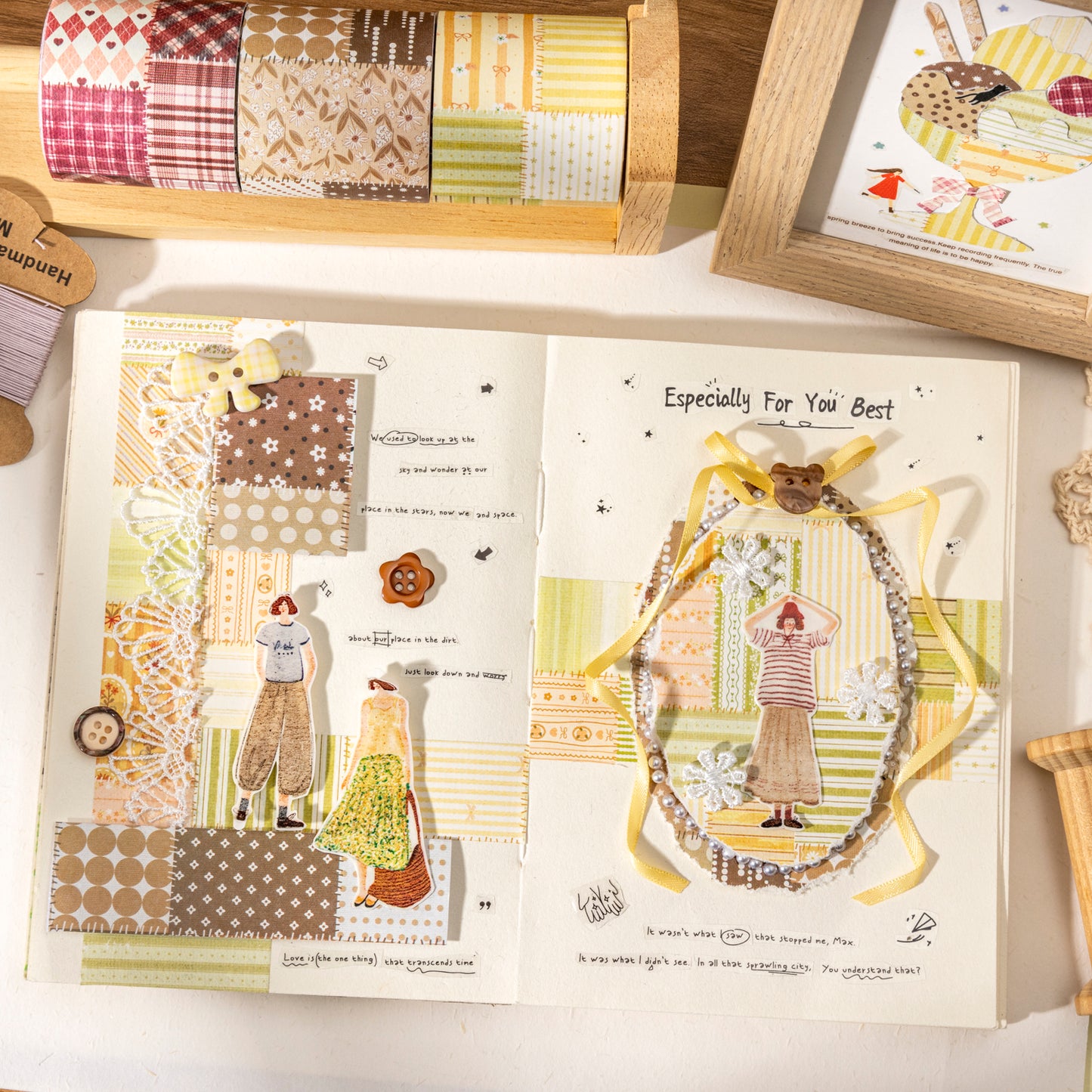 [2603-079] Kraft Patchwork Washi Tape 4 Styles