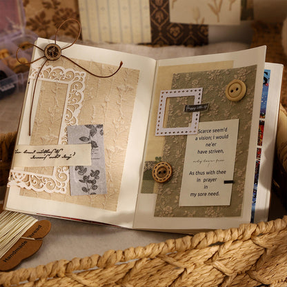 [2601-142] Vintage Fabric Texture Paper Pad – “Paper & Cloth” Embroidery Style (6 Designs 50 Sheets)