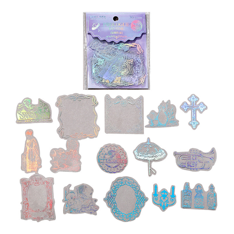 [2601-177] Prologue to Time – Holographic PET Vintage Sticker Set (6 Designs)