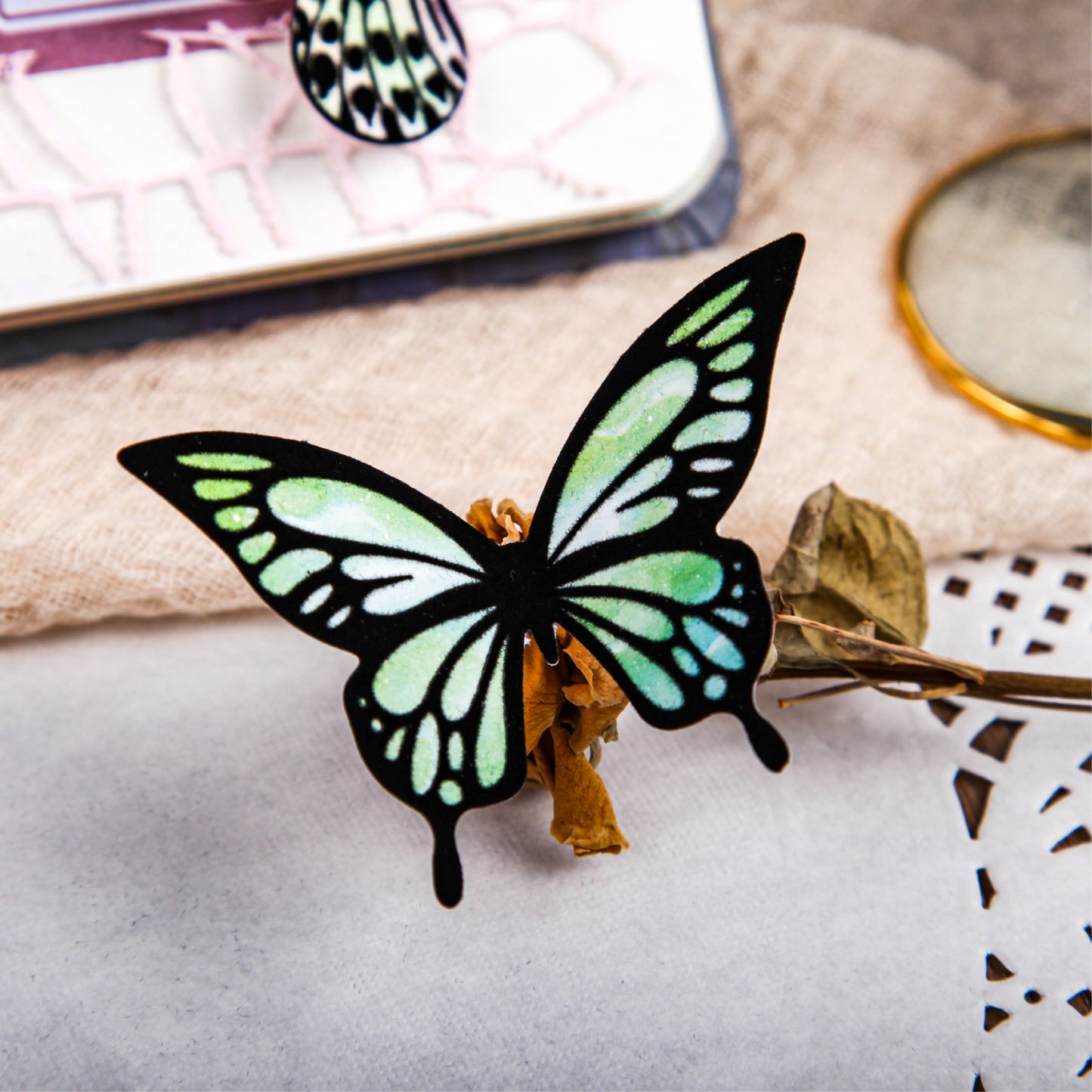 [2603-026] Butterfly Vintage Collage Stickers 6 Styles