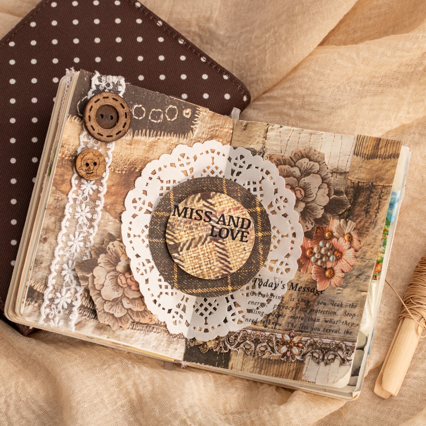 [2603-098] Fabric Texture Journal Collage Paper 6 Styles