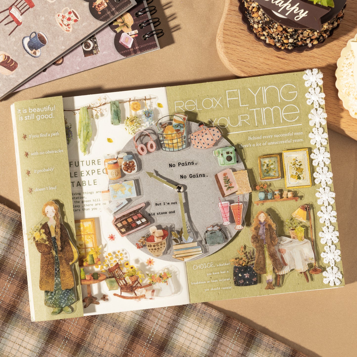 [2603-072] Lifestyle Die Cut PET Sticker Book 20 Sheets 4 Styles
