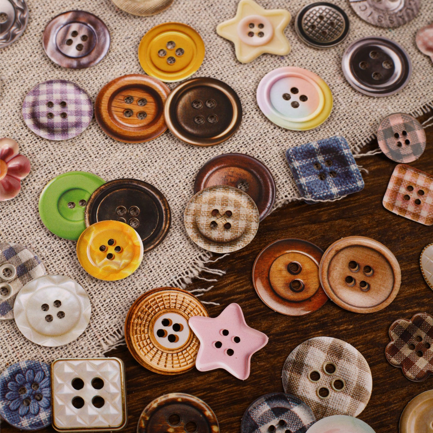 [2602-015] Vintage Button Card Stickers Pack 6 Styles