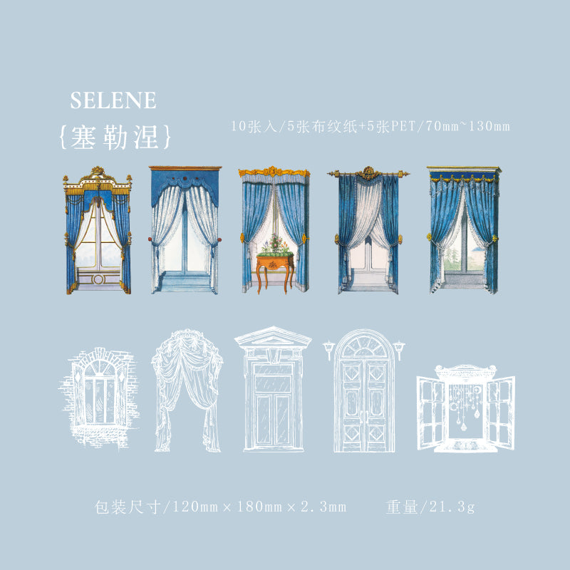 [2603-064] Vintage Window PET Collage Card Stickers 6 Styles