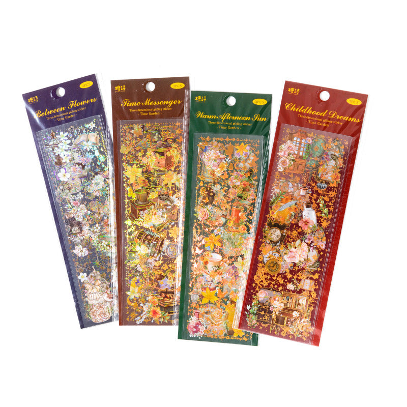 [2602-019] Vintage Gold Foil Sticker Set 4 Styles