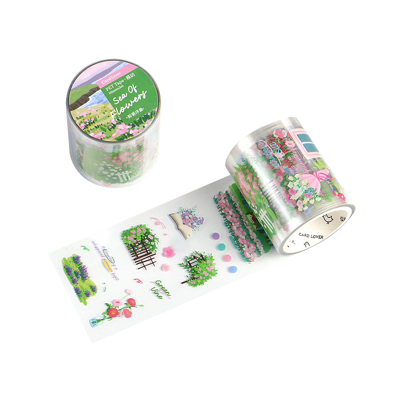 [2603-040] Floral Die Cut PET Tape 4 Styles