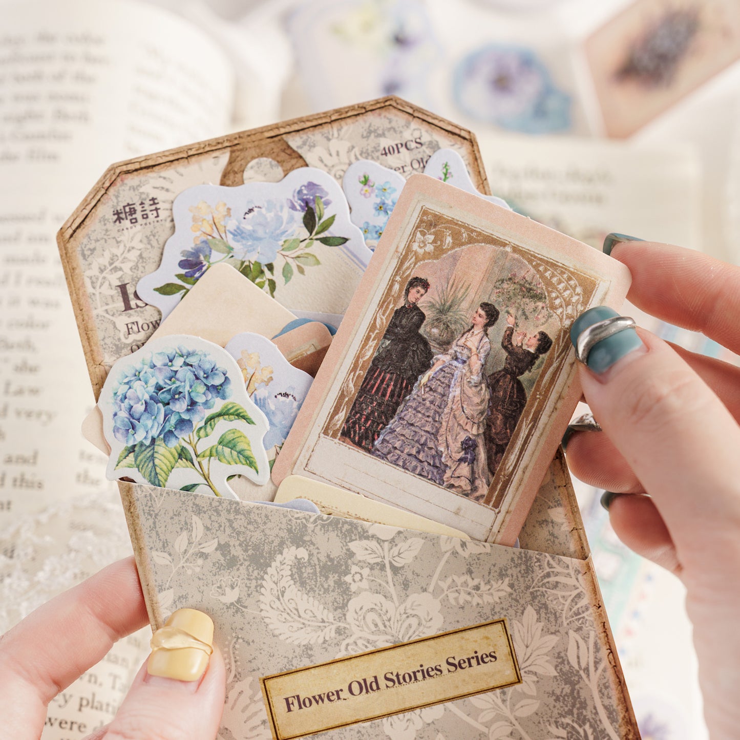 [2603-088] Vintage Floral Memo Note Stickers 6 Styles