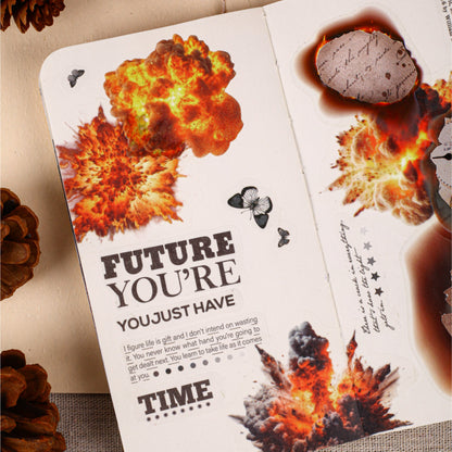 [2601-144] Explosive Color Washi Stickers – “Burst Moment” Collage Set (6 Designs 16 Pieces)
