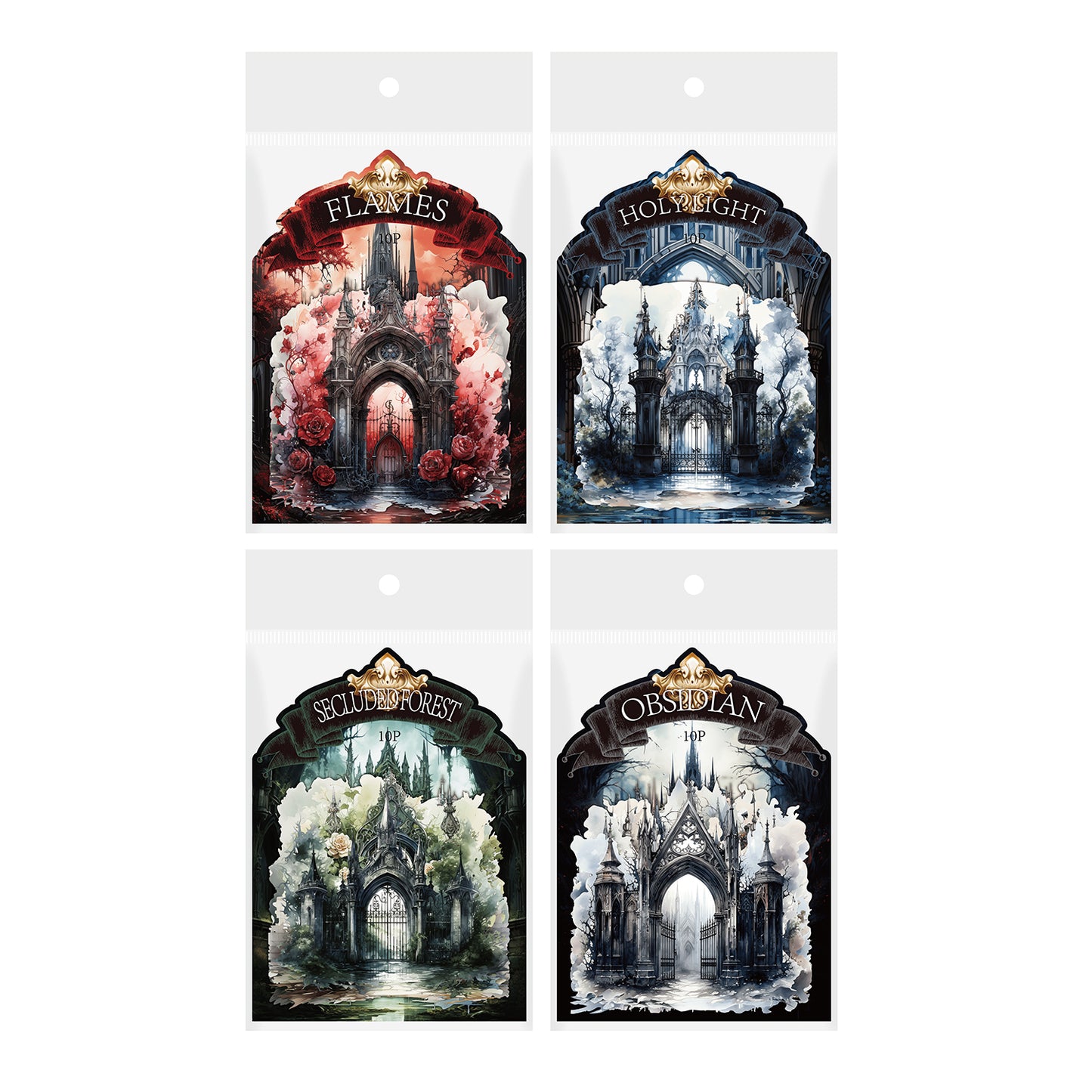 [2601-238] Gothic Cathedral Collage Paper 4 Styles