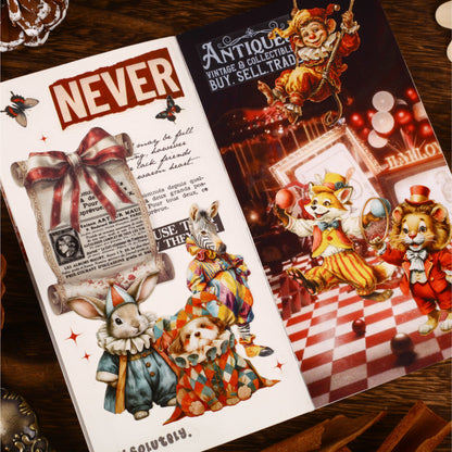[2601-154] Retro Circus Story DIY Sticker Pack – Vintage Carnival Character Collection