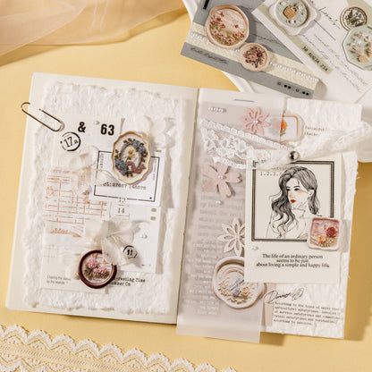 [2601-181] “When Spring Arrives” Letterpress Wax-Seal Embossed Sticker Set – 6 Designs