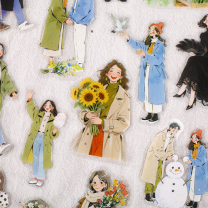 [2602-003] Cozy Vintage Character PET Stickers 6 Styles