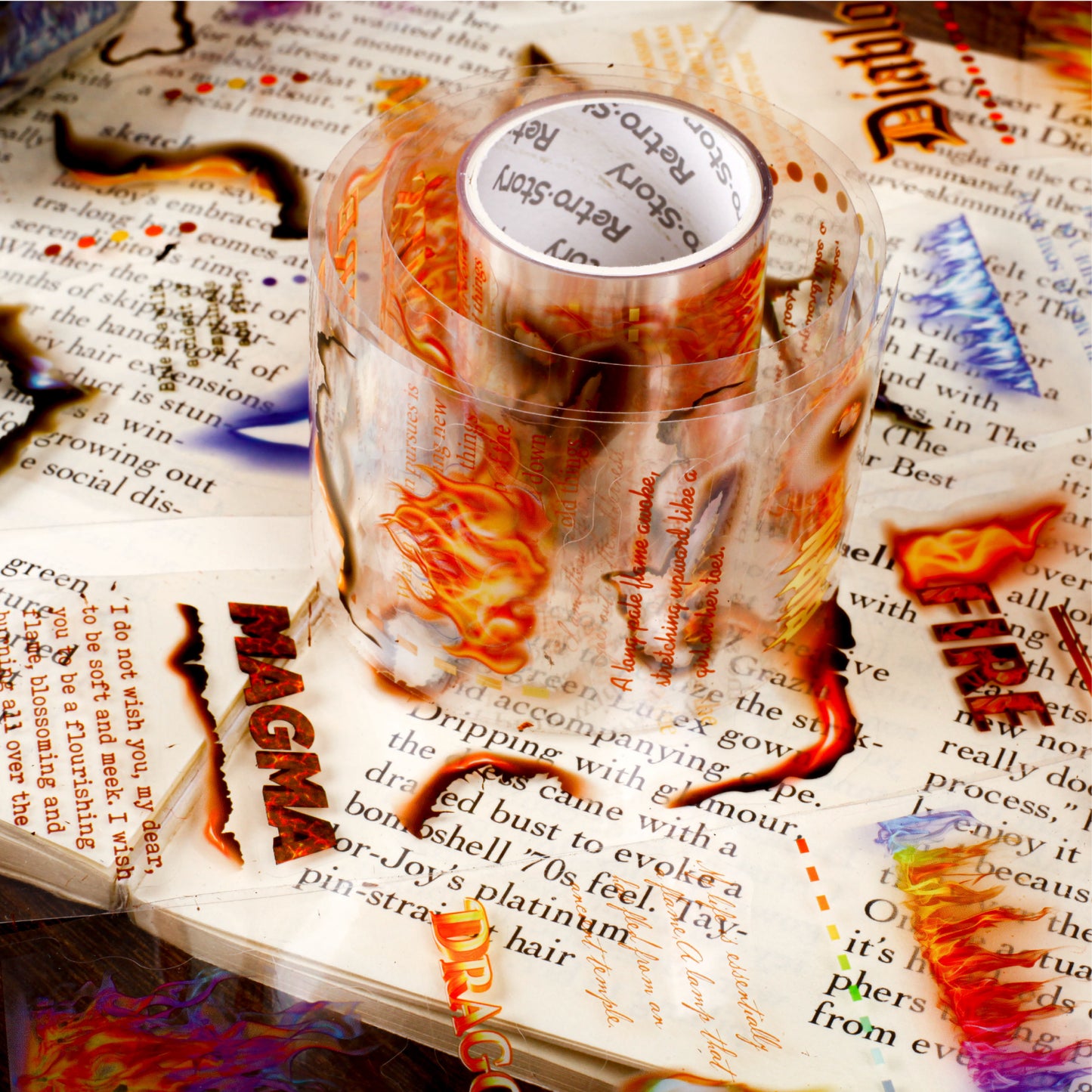 [2603-103] Burning Flame Fantasy PET Decorative Tape 6 Styles