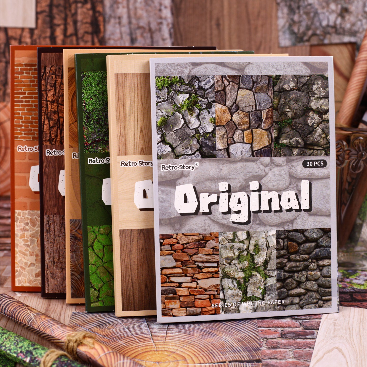 [2602-004] Vintage Natural Texture Background Paper 6 Styles