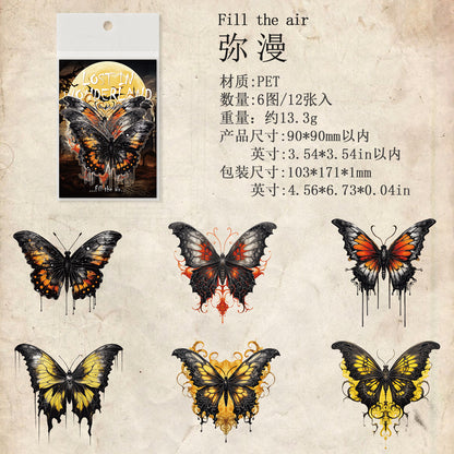 [2601-138] Lost Wonderland Gothic Butterfly Stickers – Dark Fantasy Foil Series (4 Designs)