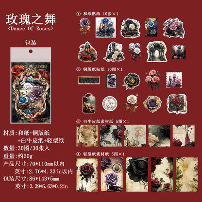 [2603-122] Dark Gothic Forest Journal Collage Stickers 4 Styles