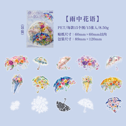[2603-016] Floral PET Decorative Stickers 6 Styles