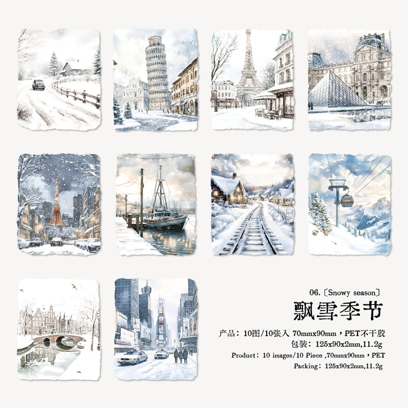 [2601-194] Snowfall Sound Winter Scene Stickers