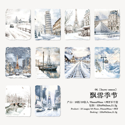 [2601-194] Snowfall Sound Winter Scene Stickers