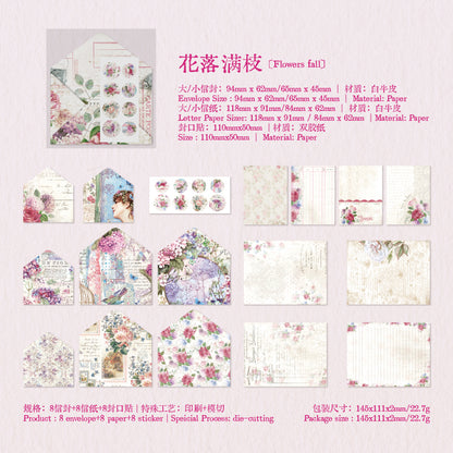 [2601-202] Vintage Floral Letter Envelope Paper Set 6 Styles