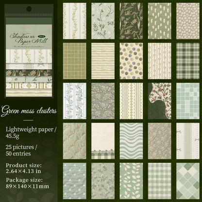 [2601-142] Vintage Fabric Texture Paper Pad – “Paper & Cloth” Embroidery Style (6 Designs 50 Sheets)