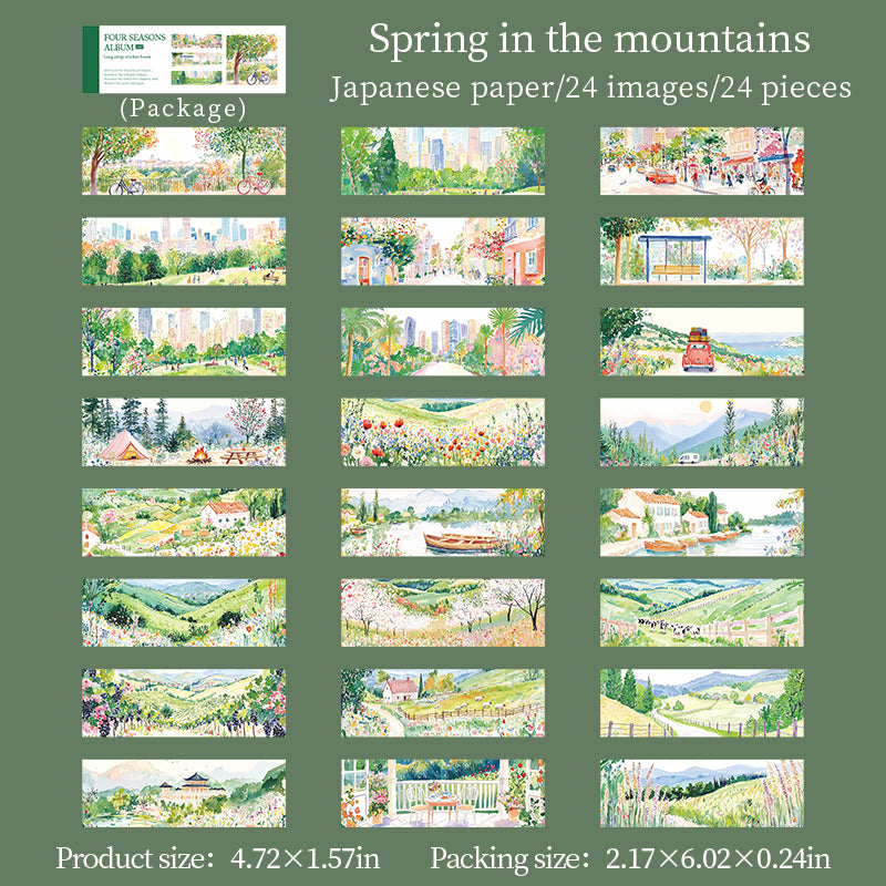 [2603-082] Seasonal Travel Landscape Journal Collage Sticker Book 4 Styles