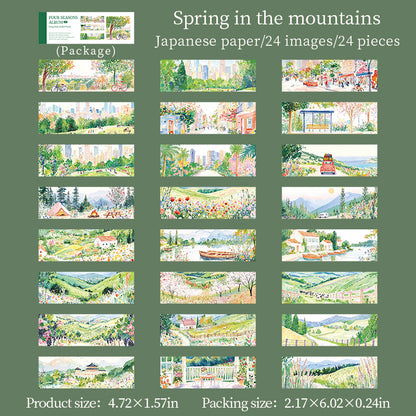 [2603-082] Seasonal Travel Landscape Journal Collage Sticker Book 4 Styles