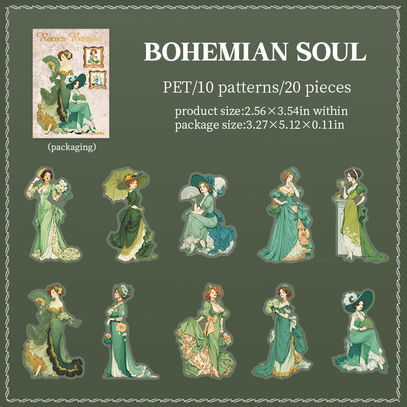 [2603-005] Vintage Character PET Background Collage Stickers 6 Styles