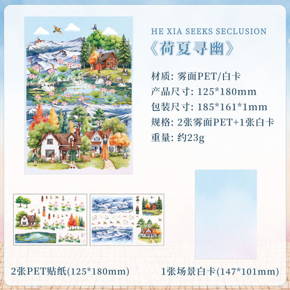 [2603-019] Matte PET Scene Background Stickers 3 Sheets