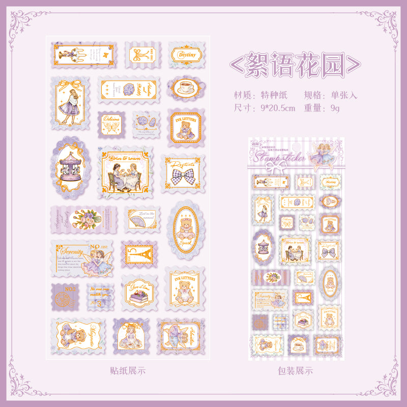 [2601-164] Stamp Tales – Gilded PET Vintage Labels (6 Designs)