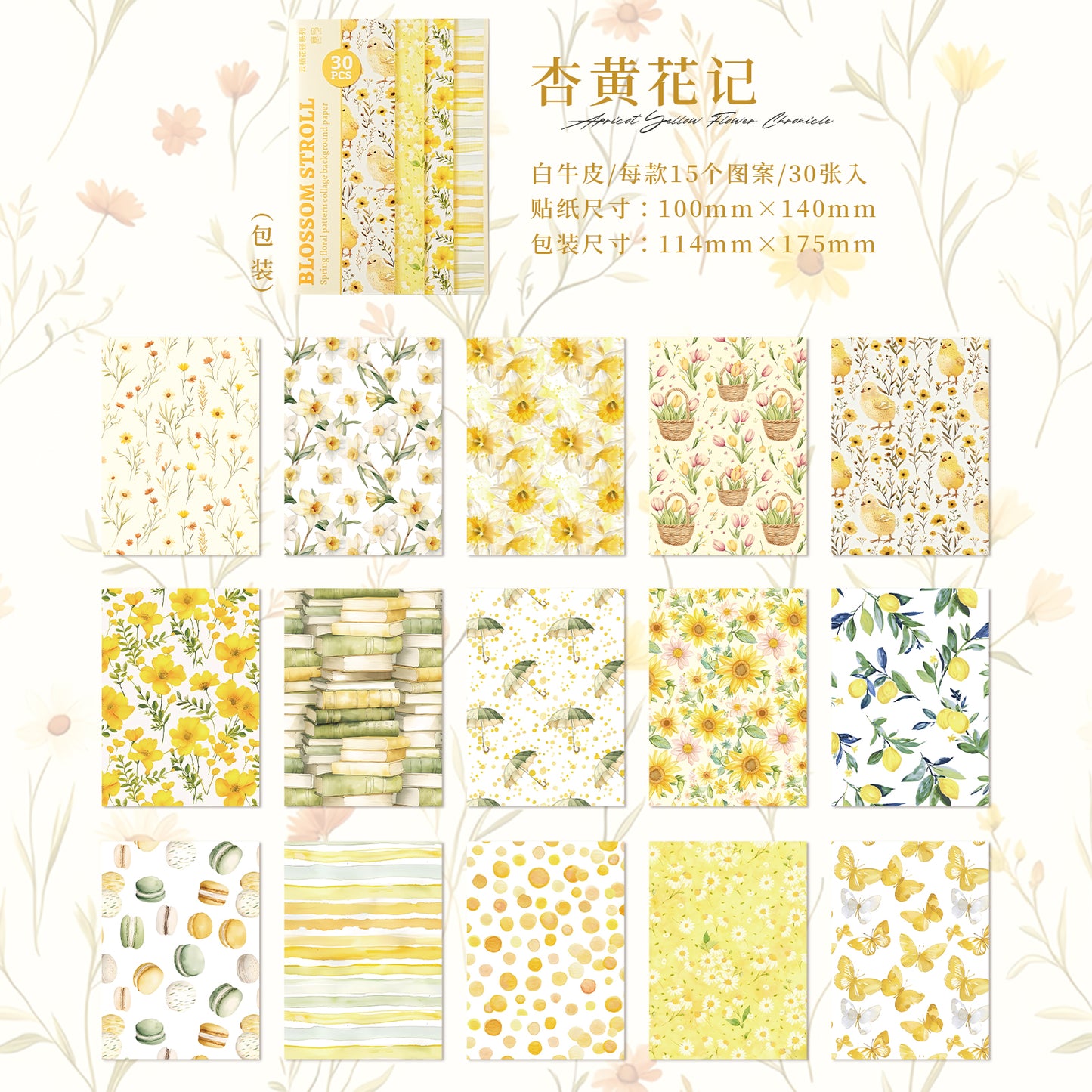[2603-068] Fresh Minimalist Floral Background Paper 6 Styles