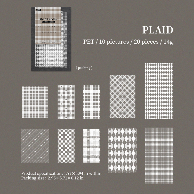 [2603-038] Basic Pattern PET Collage Stickers 6 Styles