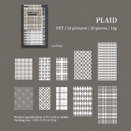 [2603-038] Basic Pattern PET Collage Stickers 6 Styles