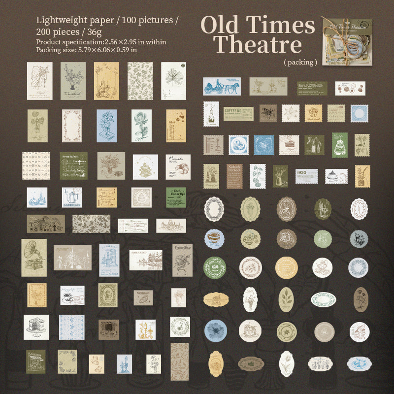 [2601-229] Old Times Theatre Series Vintage Memo Notes Journal Collage Material Pack