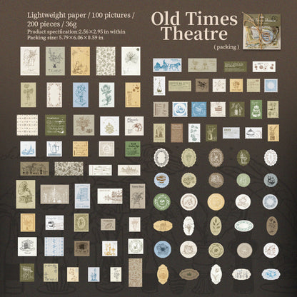[2601-229] Old Times Theatre Series Vintage Memo Notes Journal Collage Material Pack