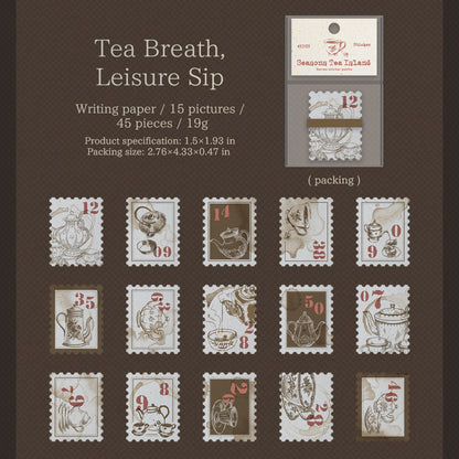 [2601-135] Vintage Tea & Café Stickers – Cozy Bakery Journaling Set (6 Designs)