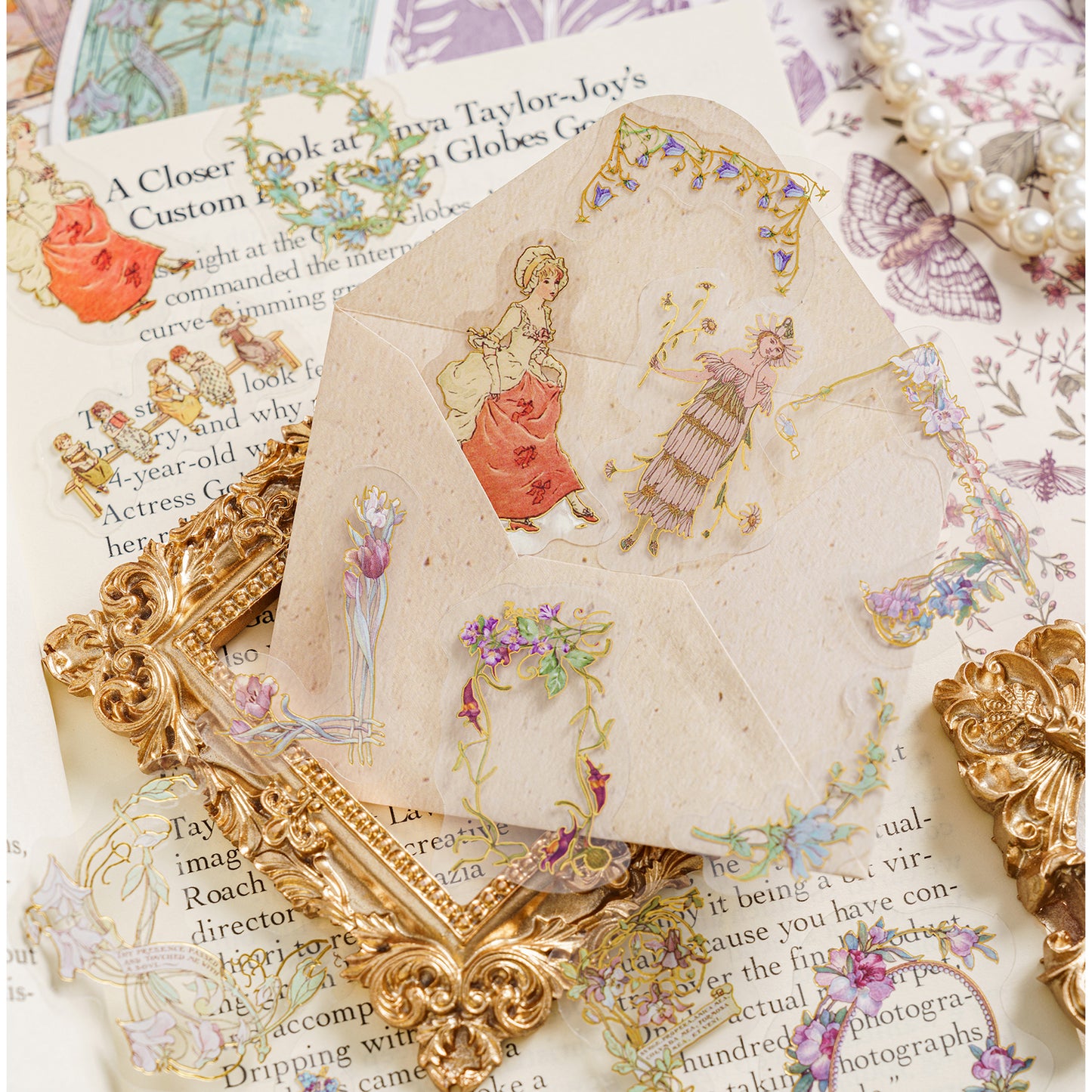 [2602-031] Vintage Garden Envelope PET Stickers