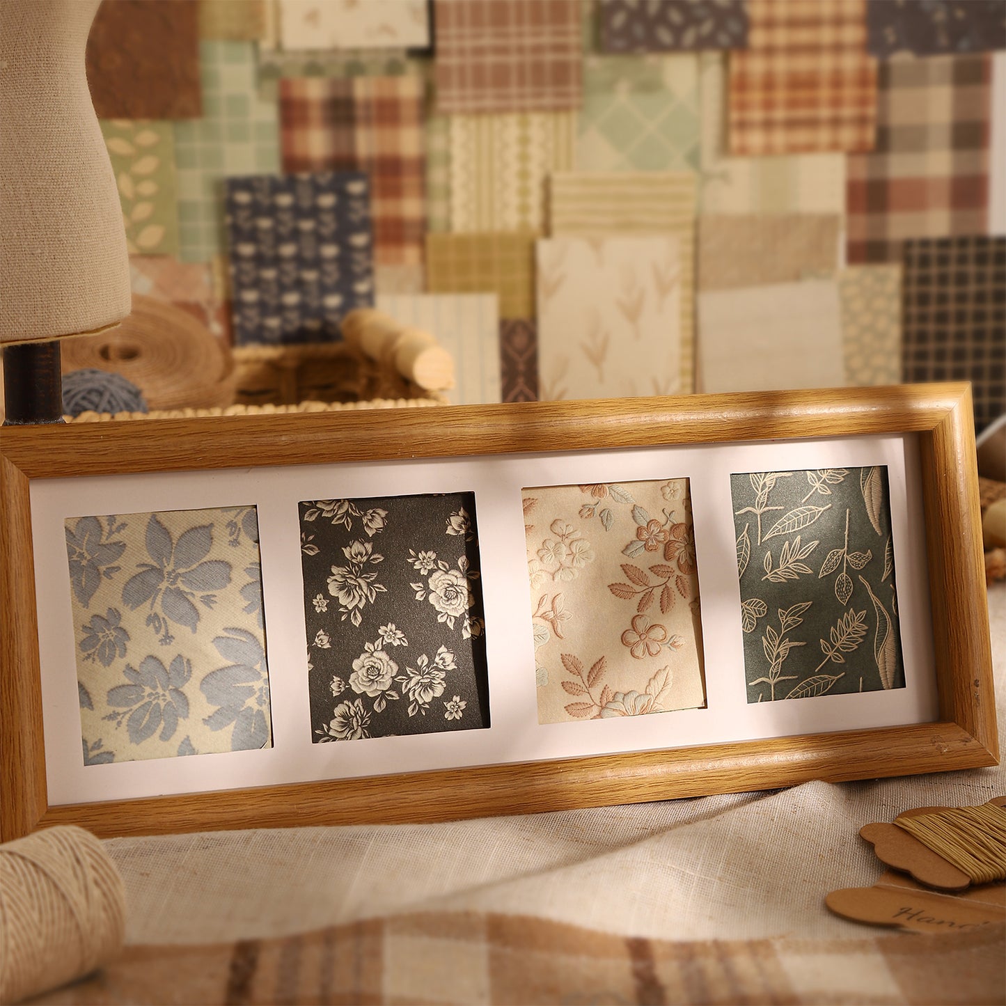 [2601-142] Vintage Fabric Texture Paper Pad – “Paper & Cloth” Embroidery Style (6 Designs 50 Sheets)