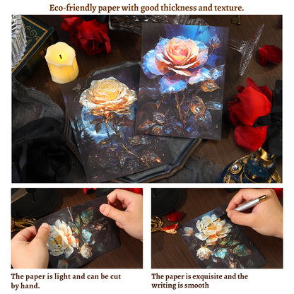 [2601-173] Shadow Rose – Gothic Vintage Rose Card & Sticker Set (4 Designs)