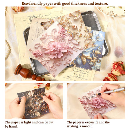 [2601-231] Elegant Baroque Series PET Journal Background Stickers Vintage Decoration 4 Styles