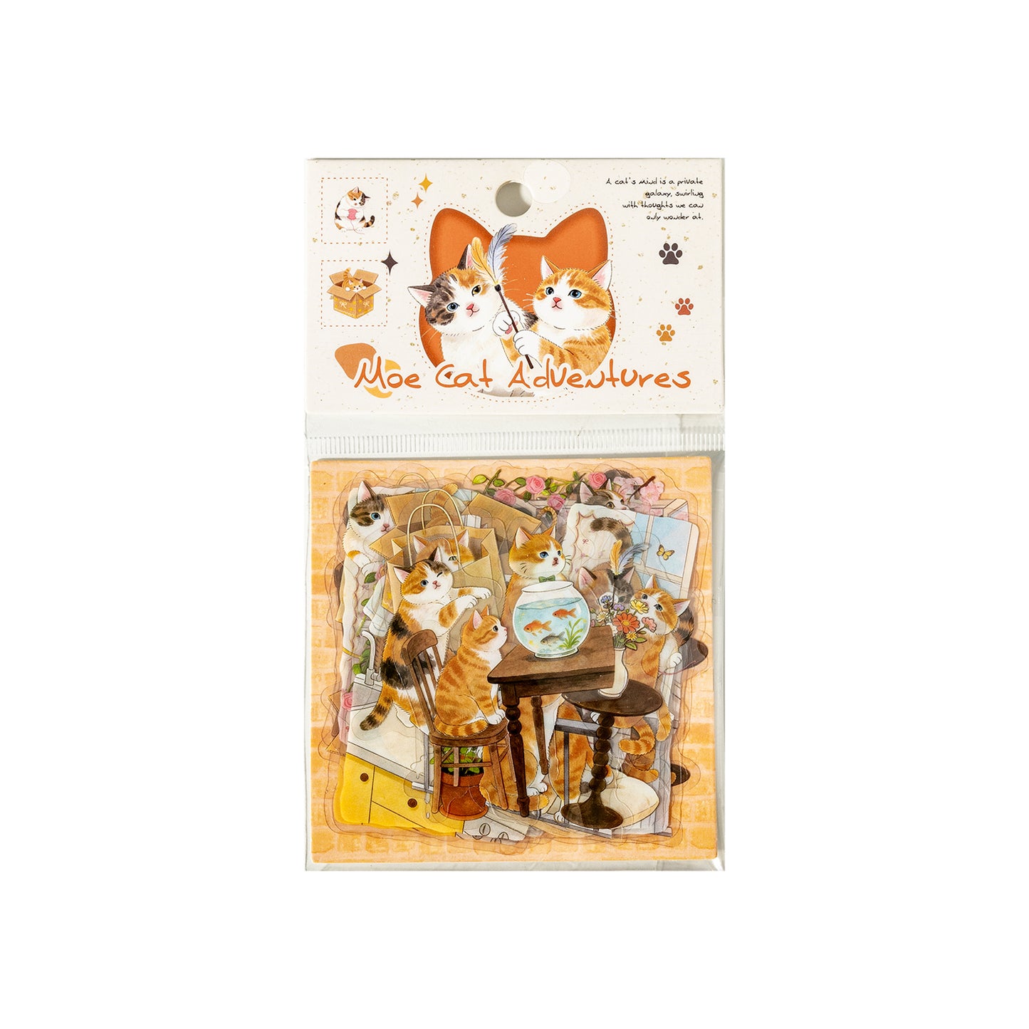 [2601-230] Cute Cat Adventure Series PET Sticker Pack Journal Decoration Materials 4 Styles