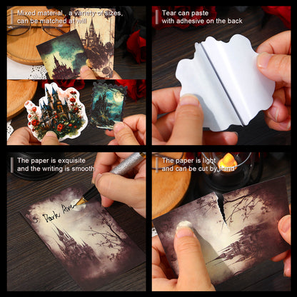 [2603-122] Dark Gothic Forest Journal Collage Stickers 4 Styles