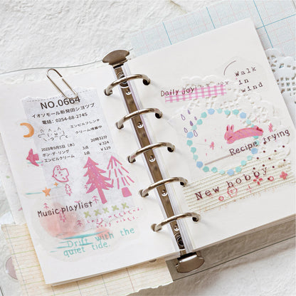 [2602-016] Watercolor PET White Ink Stickers Pack 4 Styles