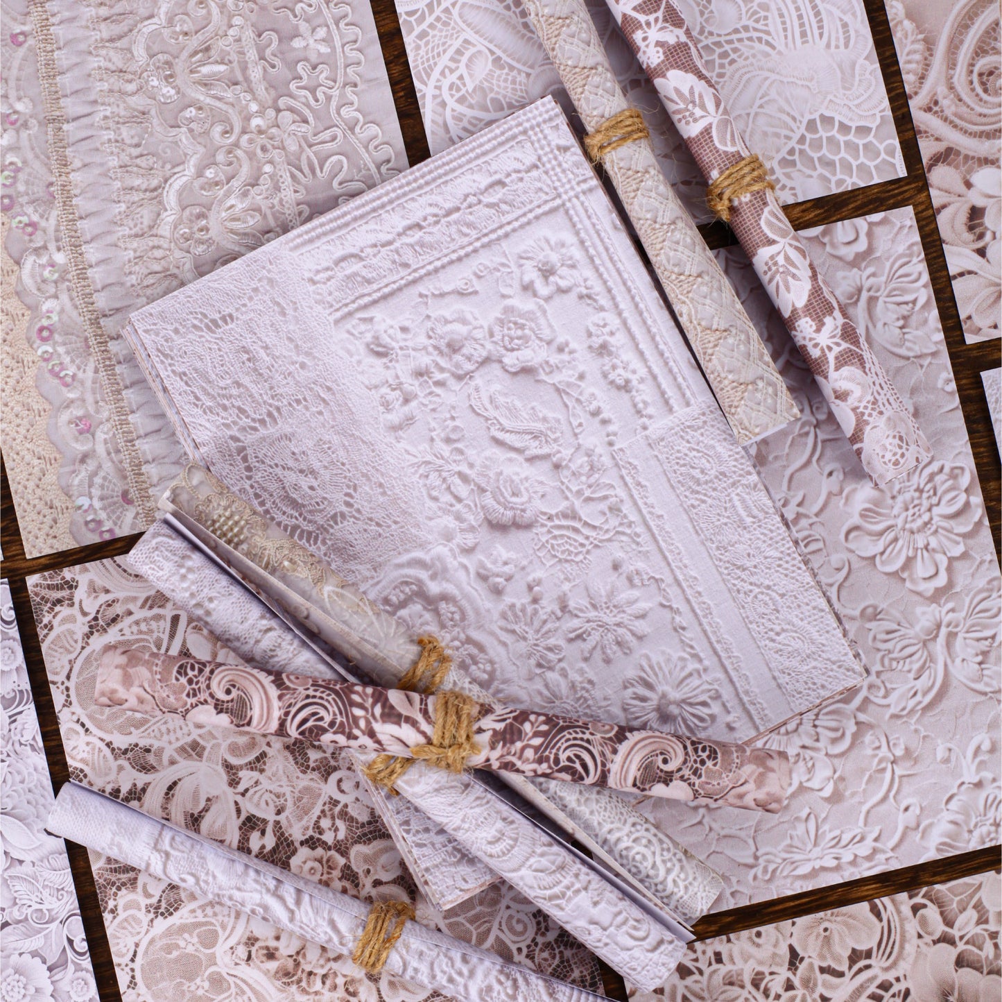 [2601-213] Vintage Lace Embossed Journal Paper Set