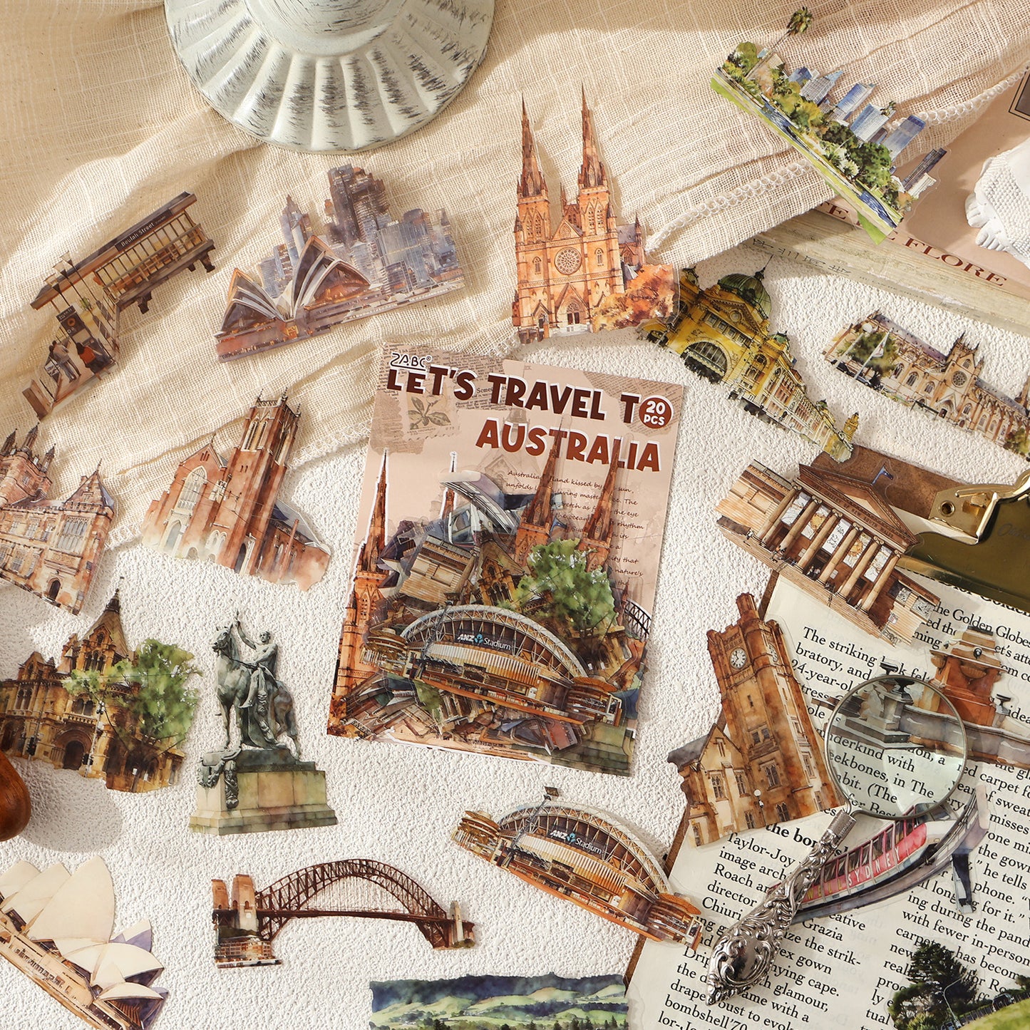 [2603-049] World Travel PET Stickers 20 Pieces 8 Styles
