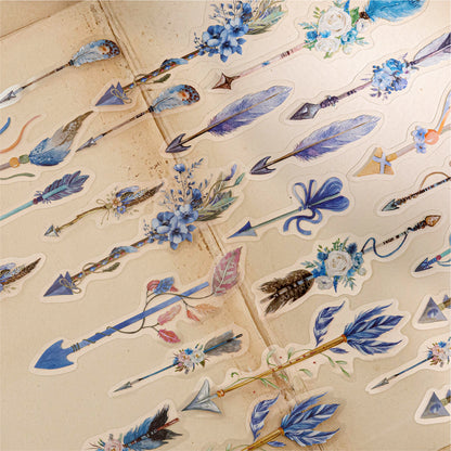 [2603-106] Vintage Feather PET Stickers 6 Styles