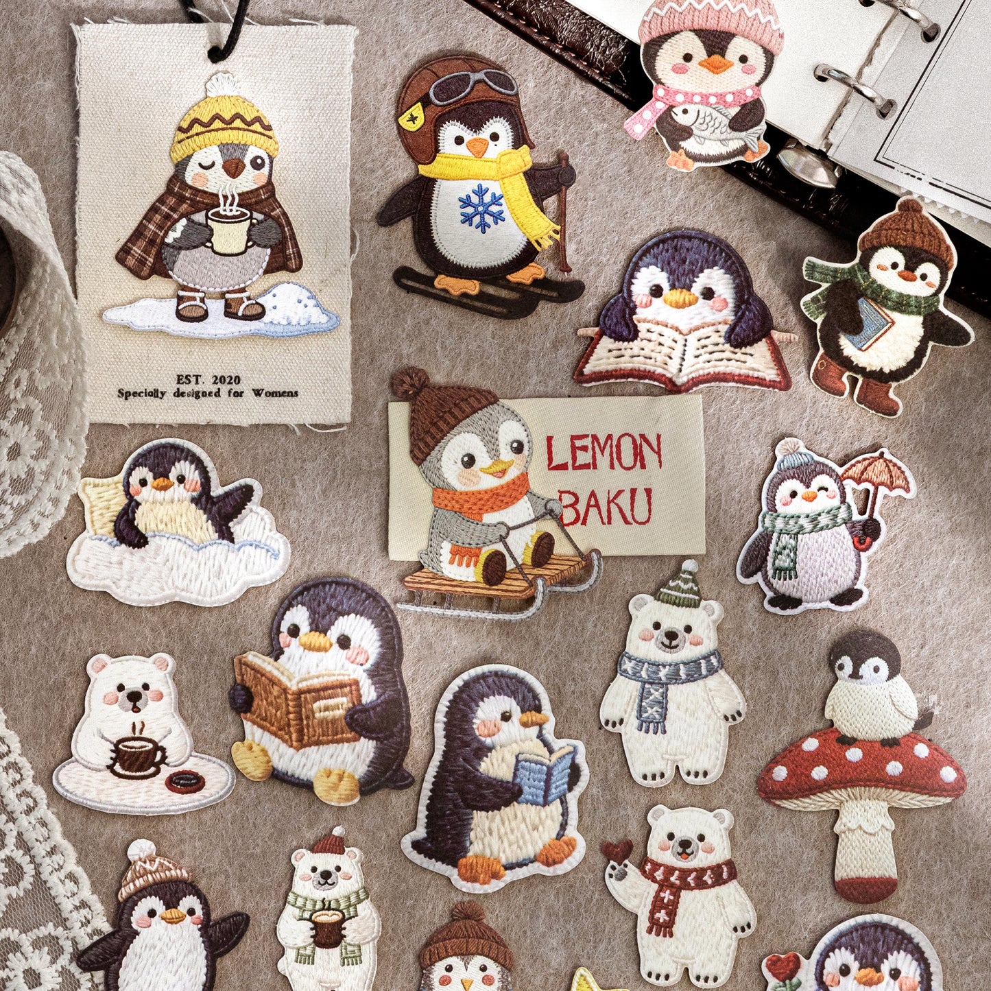 [2602-023] Embroidered Puppy Animal Stickers 40 Sheets