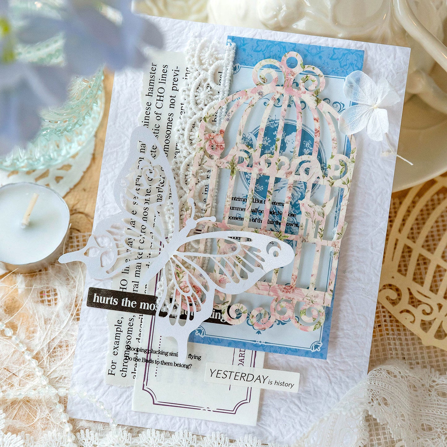 [2603-094] Romantic Lace Frame Journal Collage Stickers 6 Styles