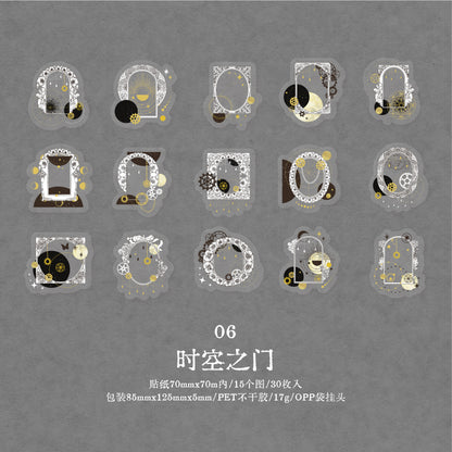 [2603-080] PET Gold Foil Vintage Collage Stickers 6 Styles